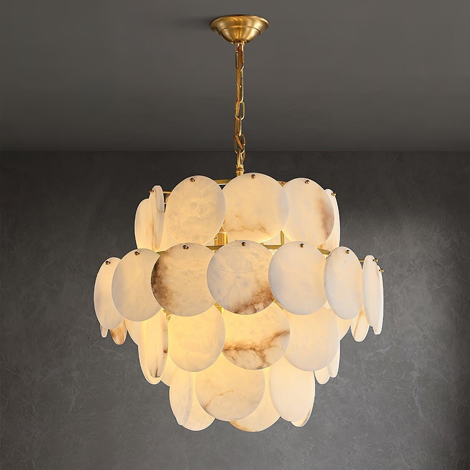 Alabaster Shell Brass Chandelier with 2/3/4/5/6 layer - Merlin Lamps