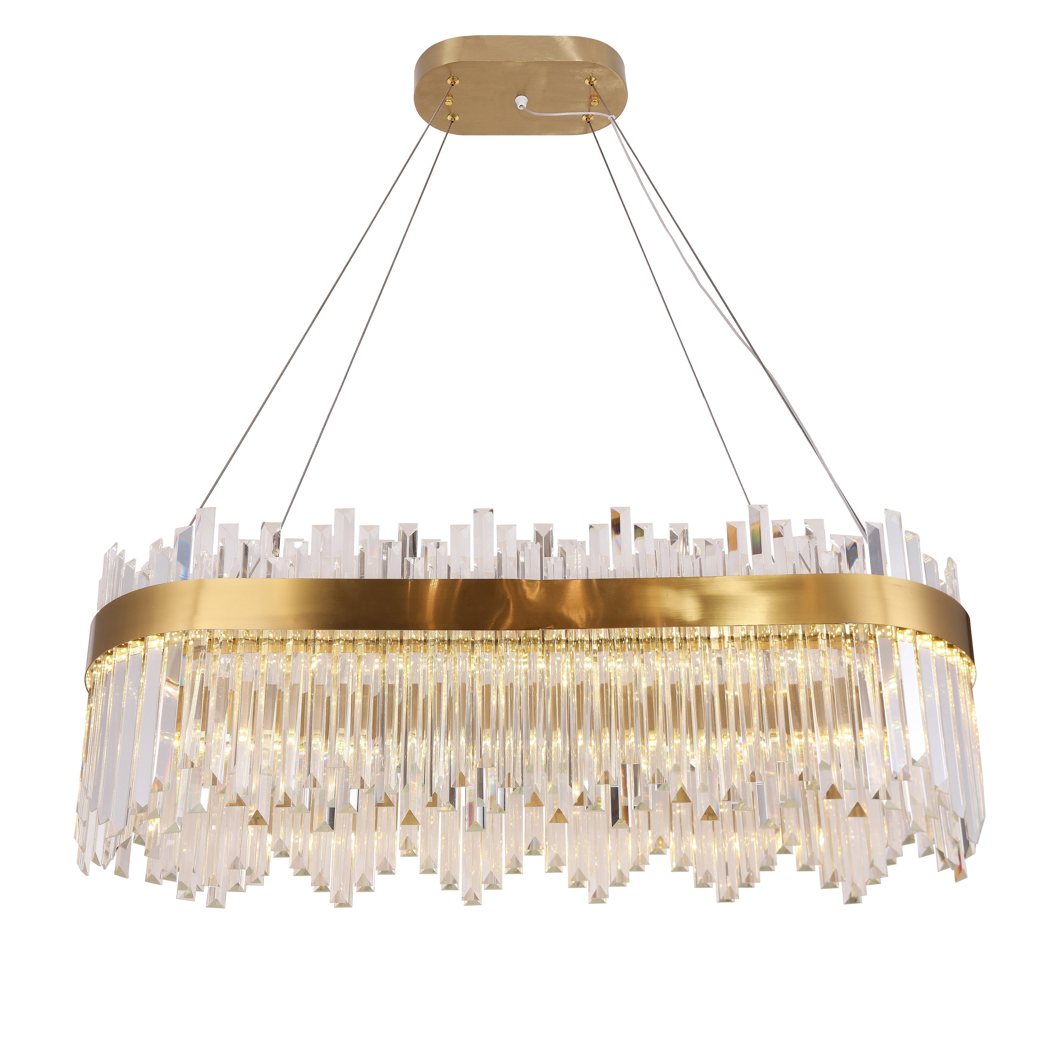 JC Oval / Linear Crystal Fringe Chandelier