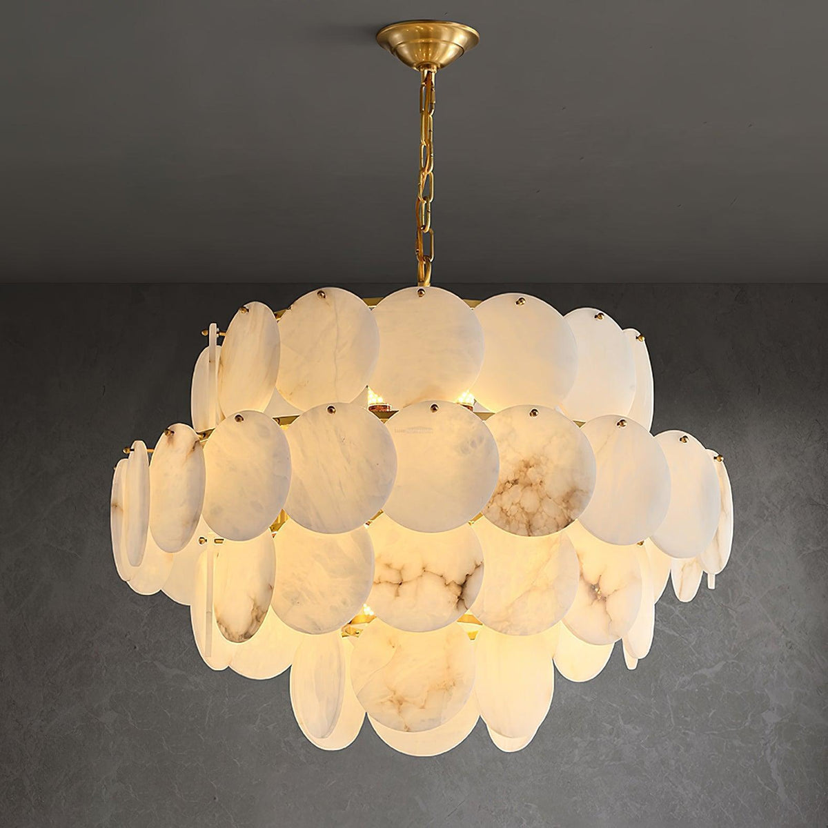 Alabaster Shell Brass Chandelier with 2/3/4/5/6 layer - Merlin Lamps