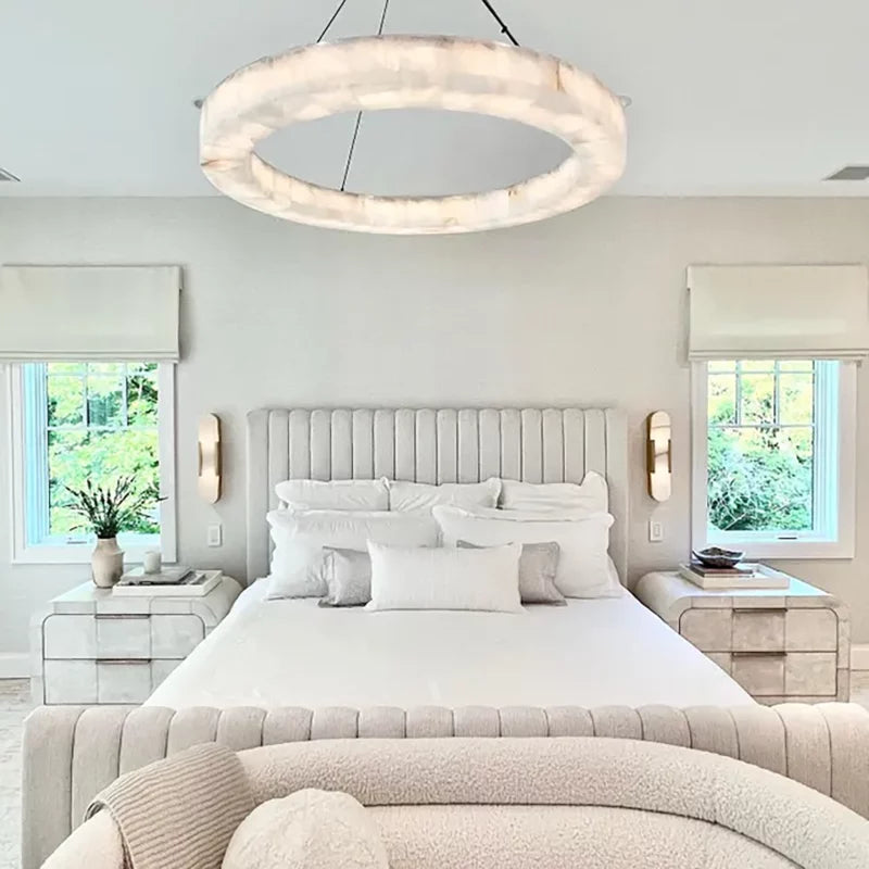Art Alabaster Ring Chandelier for Living Room/Bedroom
