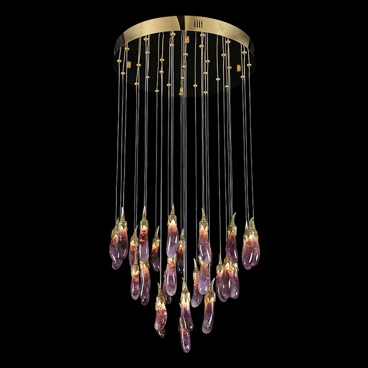 Eggplant-shaped Chandelier Purple Color - Merlin Lamps