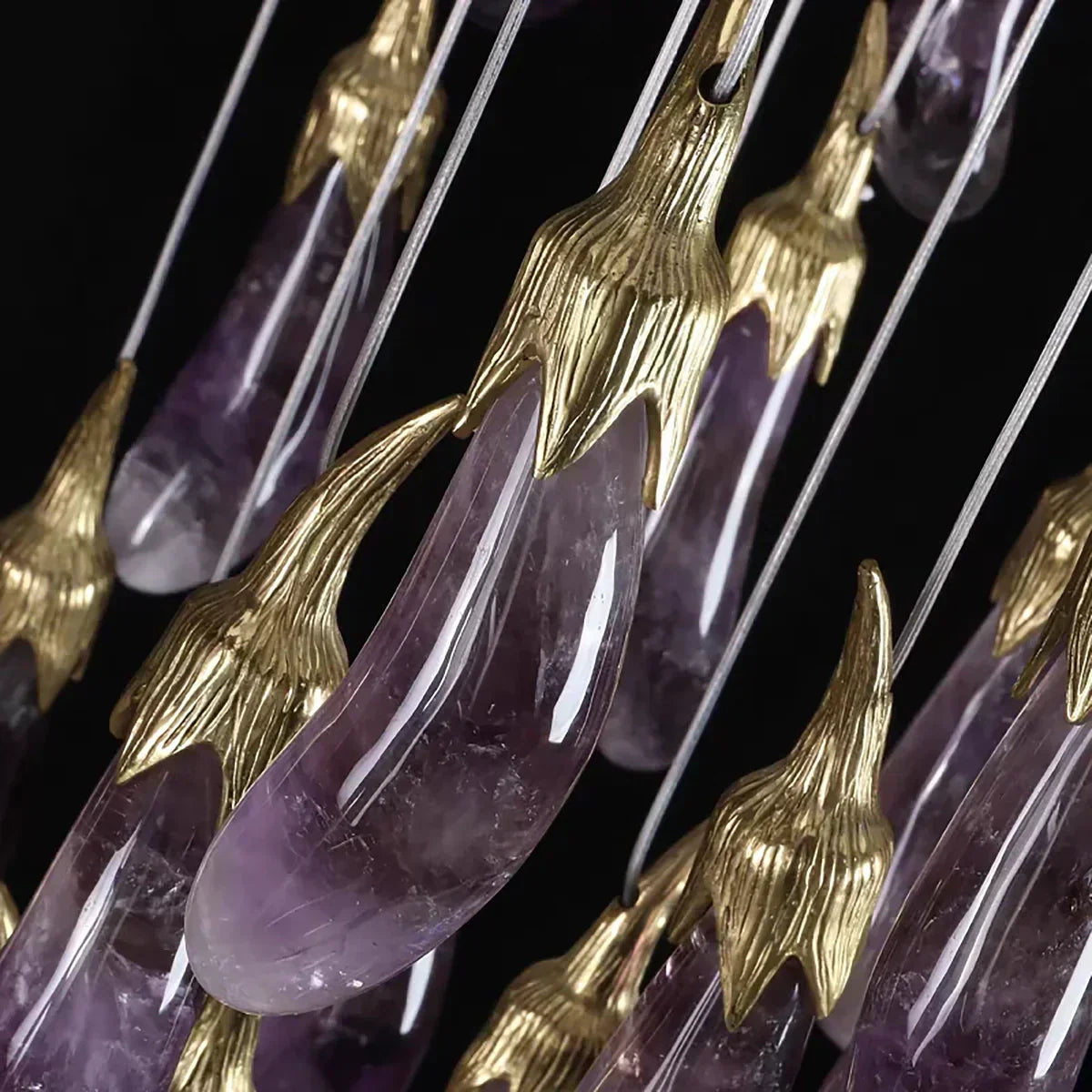 Eggplant-shaped Chandelier Purple Color - Merlin Lamps