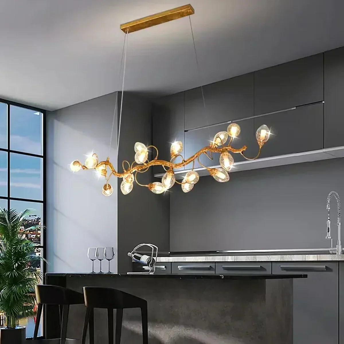 Art Clear Elegance Bubble Branch Linear Chandelier - Merlin Lamps