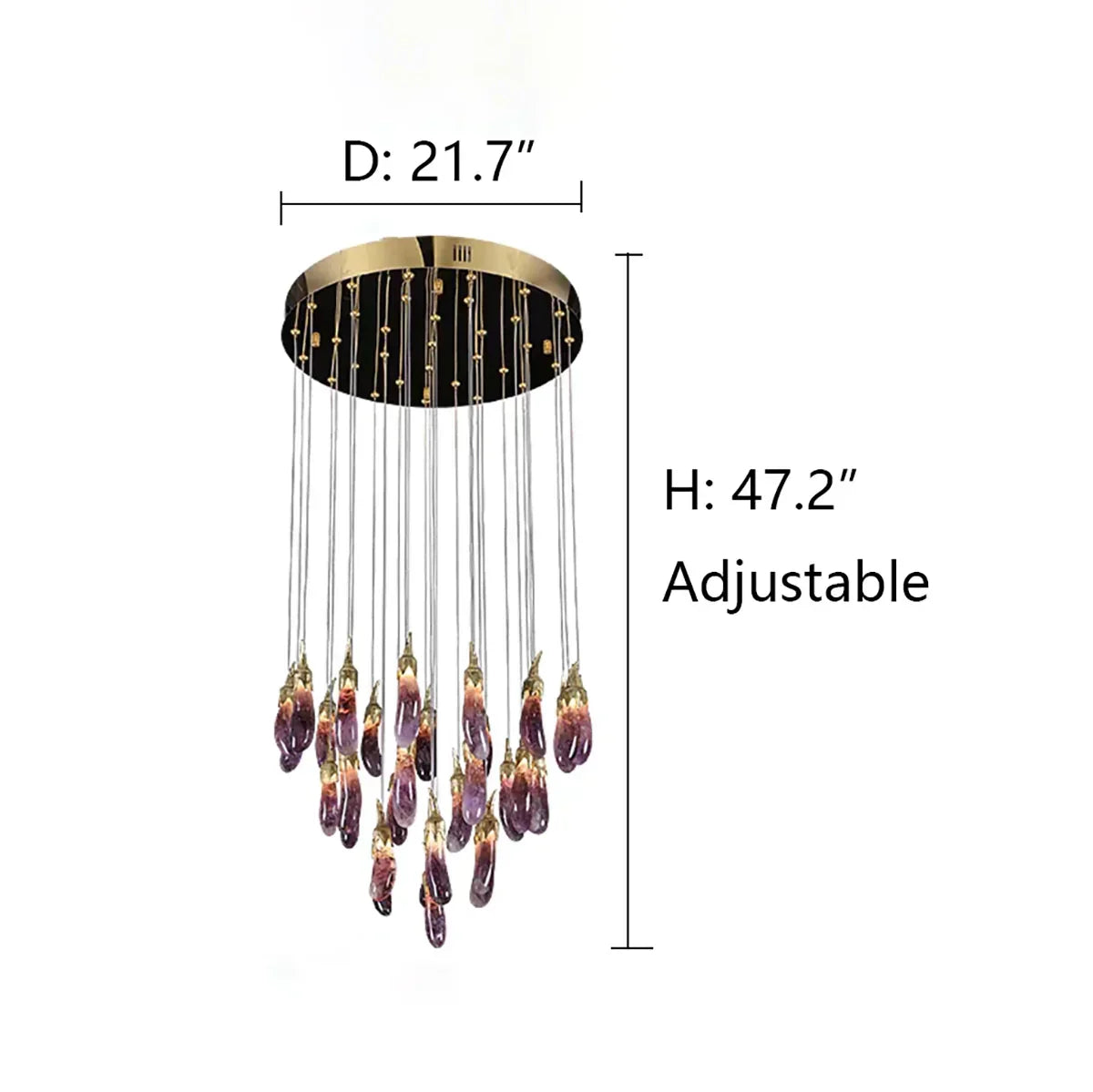 Eggplant-shaped Chandelier Purple Color - Merlin Lamps