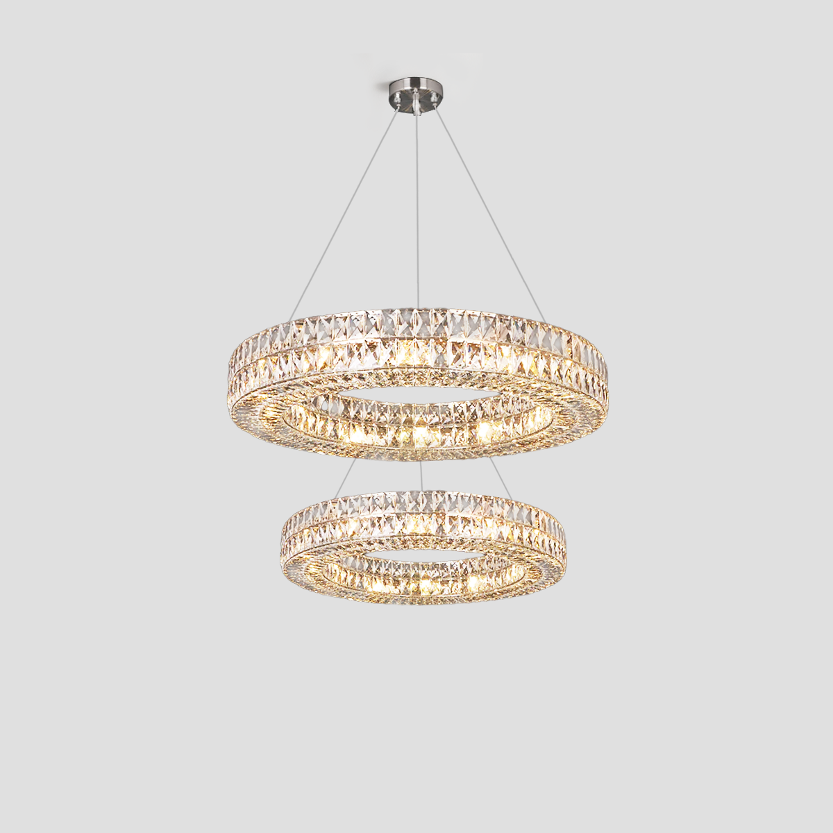 Round Halo K9 Crystal Multi-Ring Chandelier