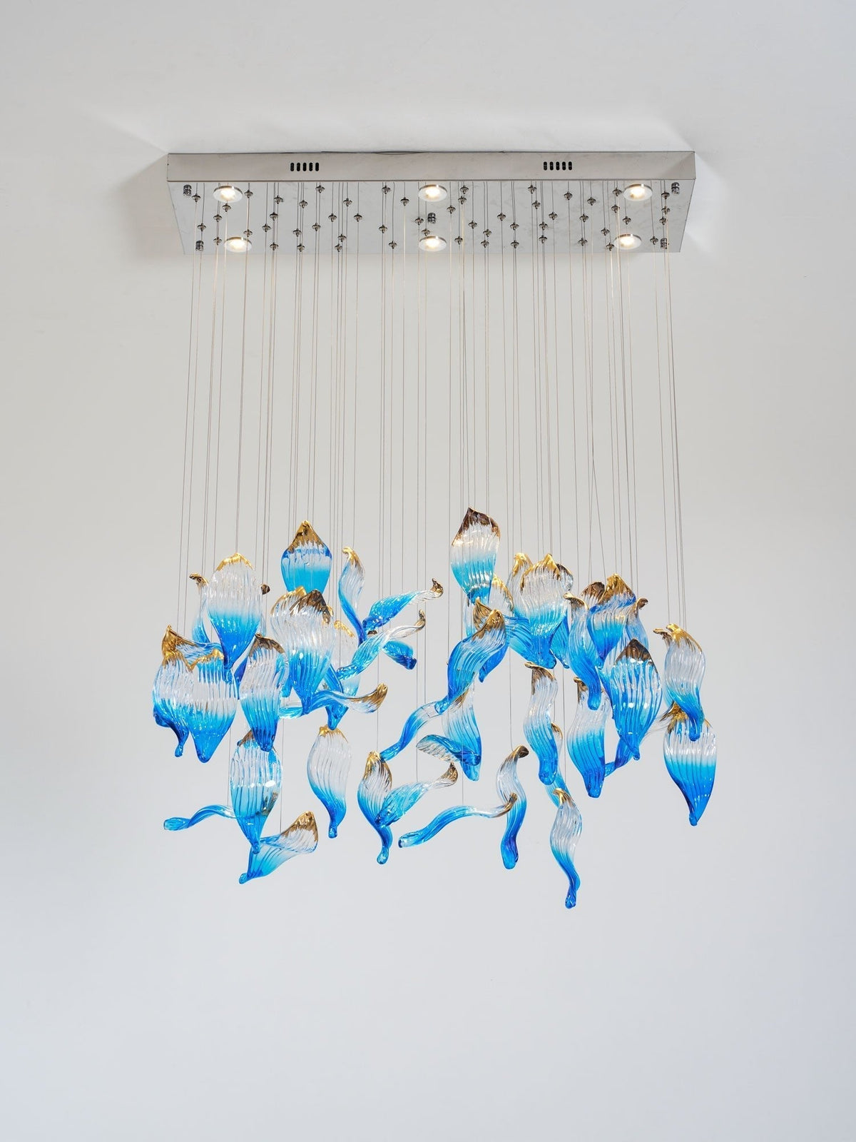 Galaxy Ocean Drift Blown Glass Crystal Spiral Chandelier