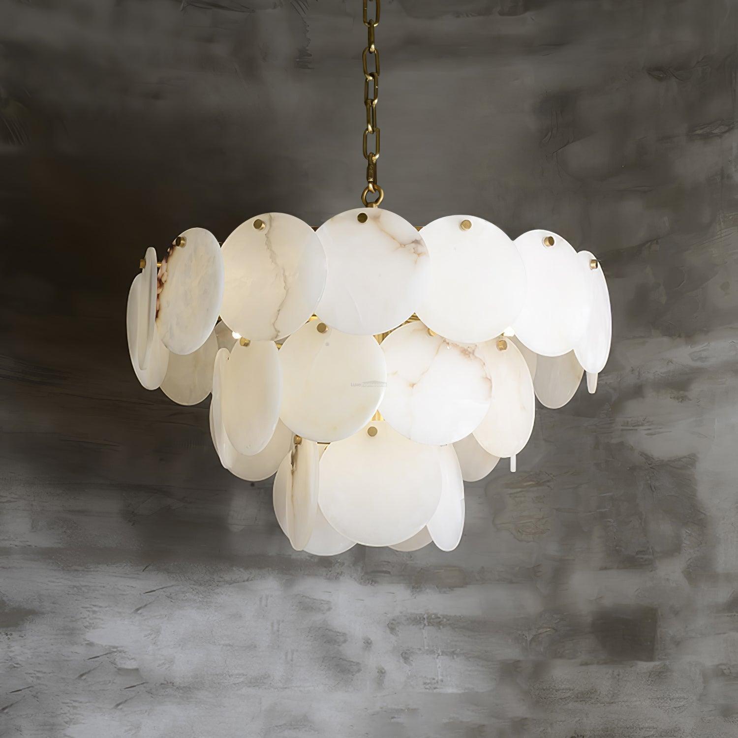 Alabaster Shell Brass Chandelier with 2/3/4/5/6 layer - Merlin Lamps