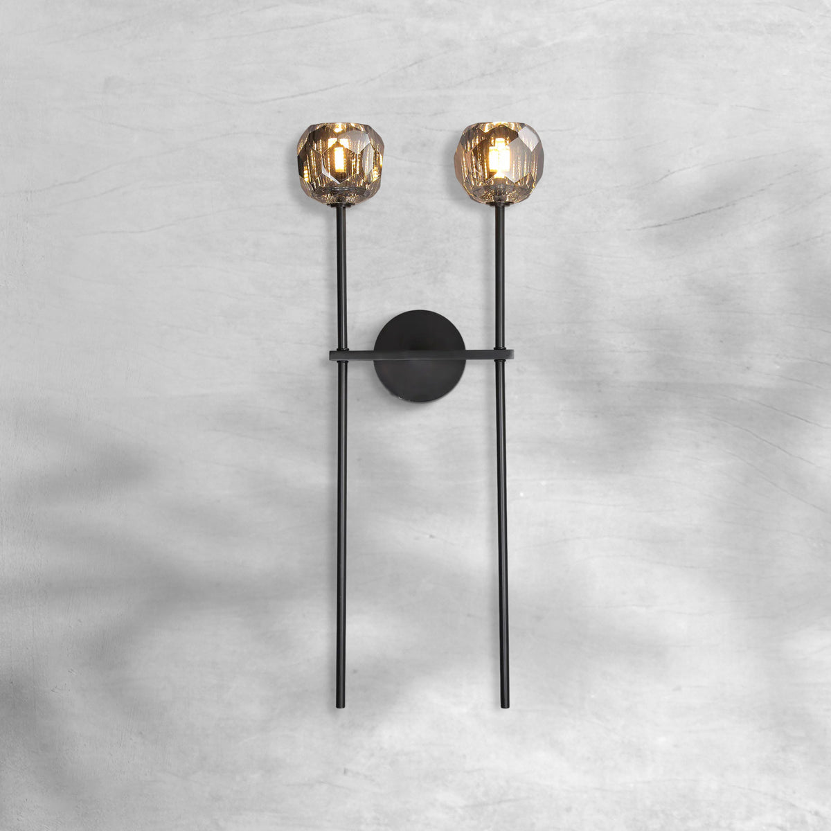 Bruma Smoke Glass Double Grand Wall Sconce