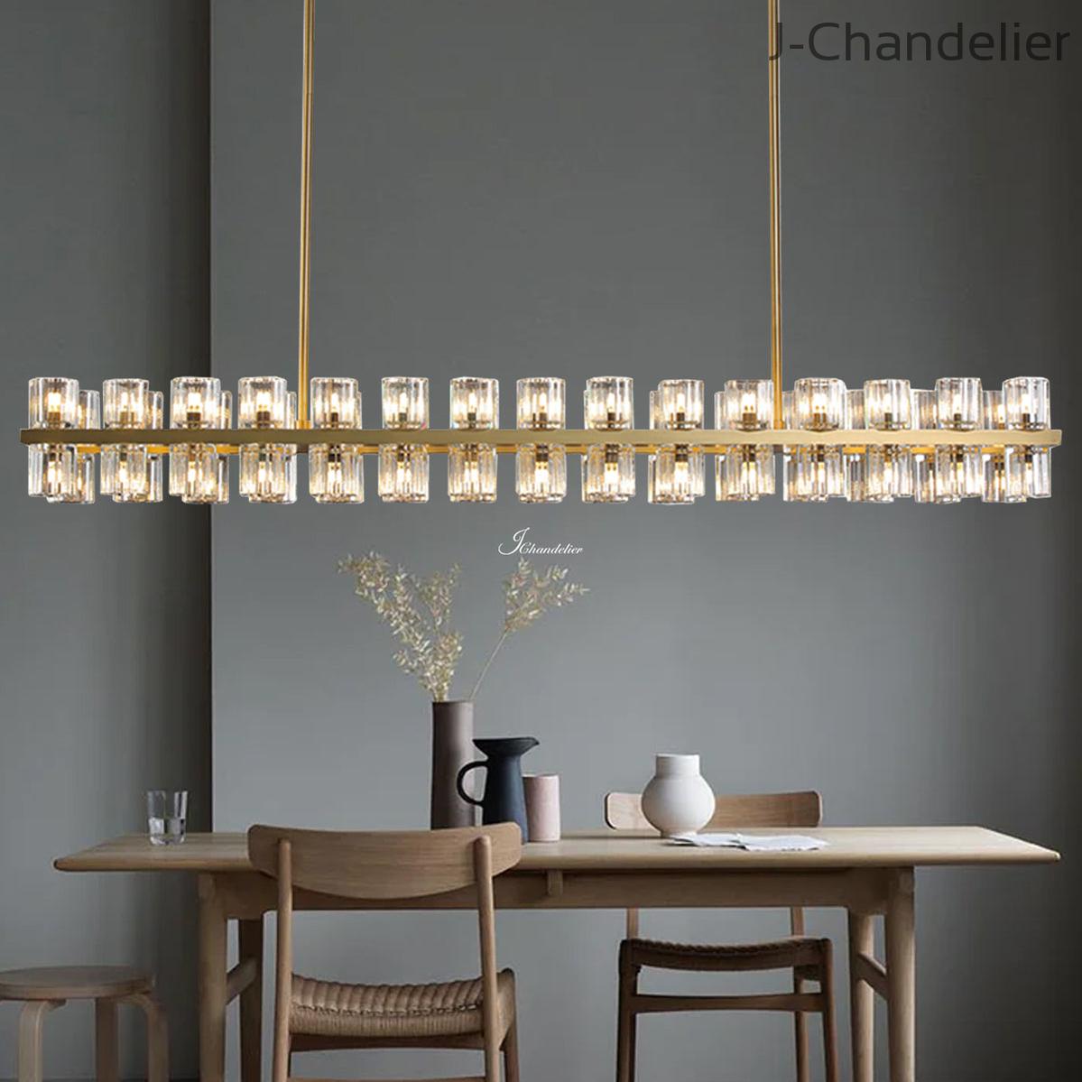 Arcachen Crystal Rectangular Chandelier 54"