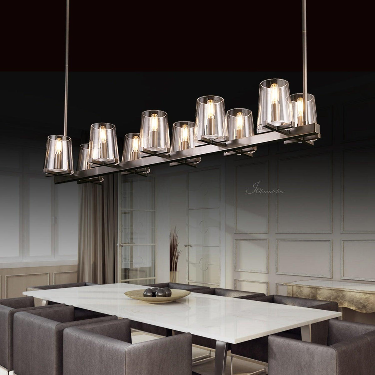Prism Glass Linear Chandelier 49"60"