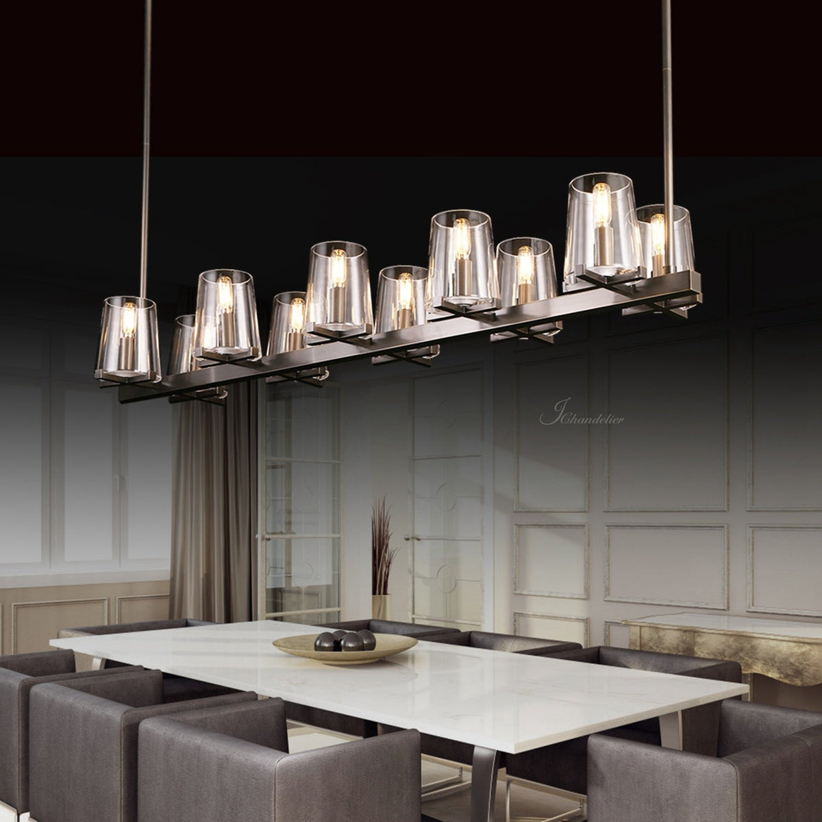 Paricia Glass Linear Chandelier 49"60"