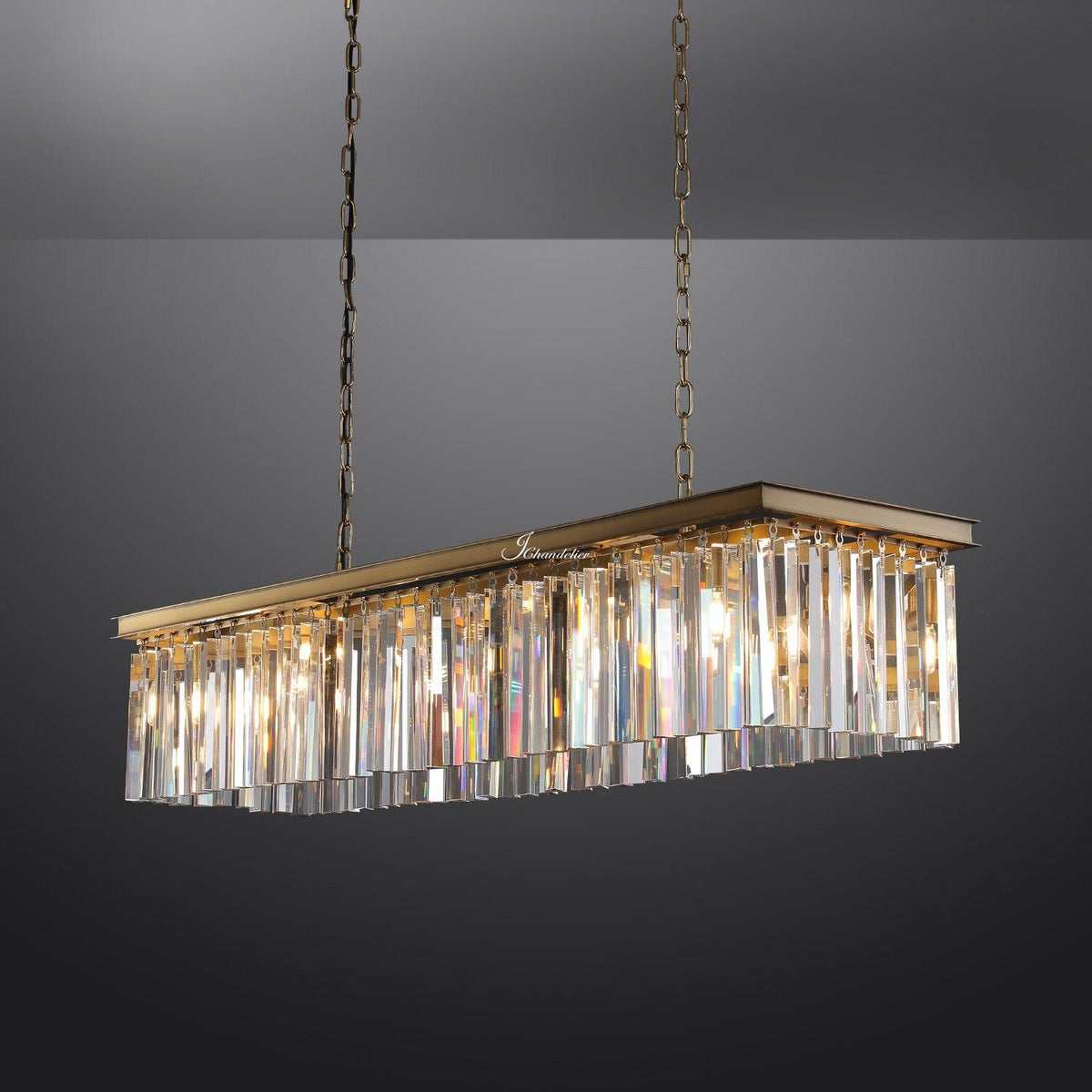 1920s Orion Art Deco Rectangular Chandelier 49"W/60"W