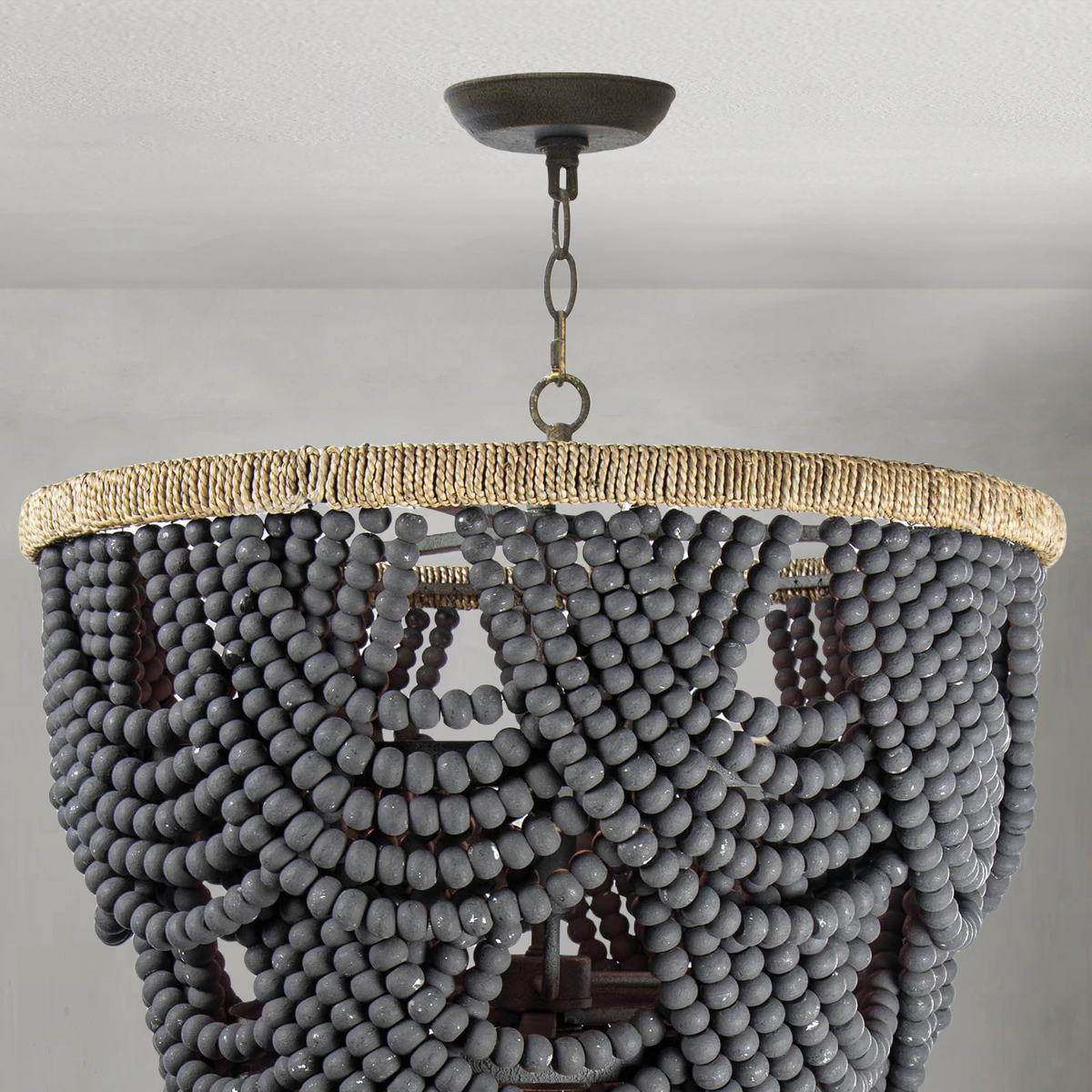 Willara Grey Wood Bead Chandelier