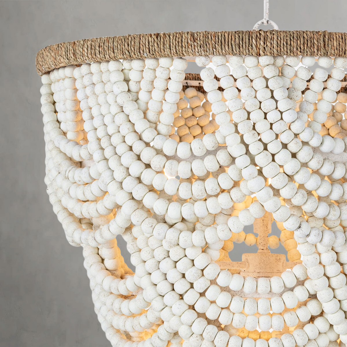 Willara White Wood Bead Chandelier