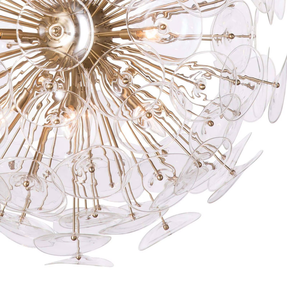 Polara Brass Glass Chandelier Large