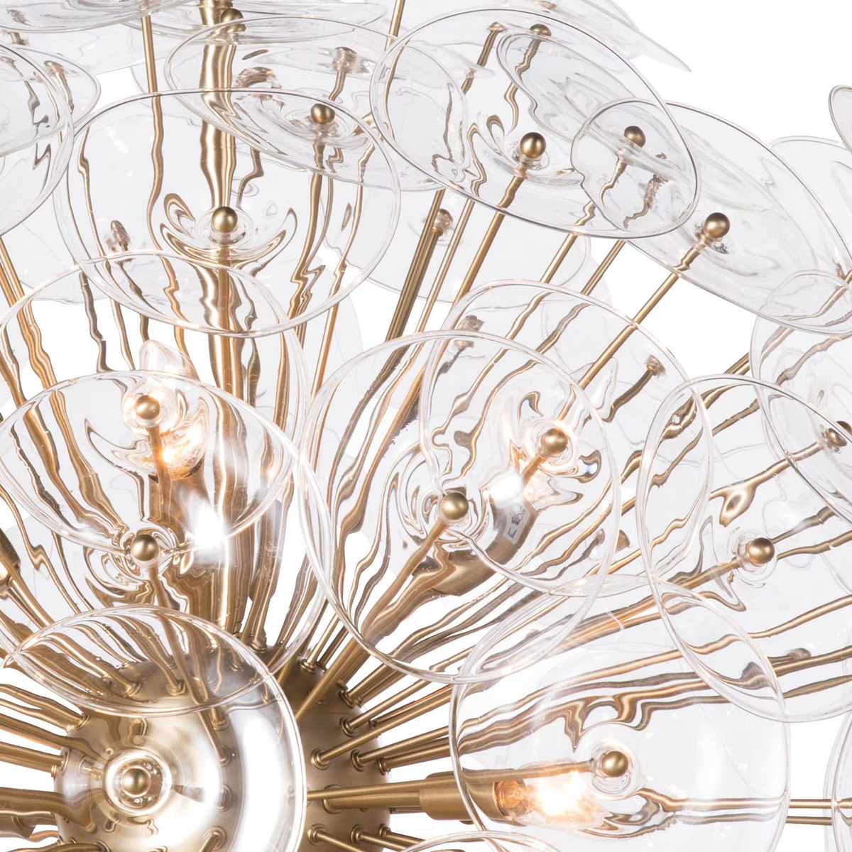 Polara Brass Glass Chandelier Large