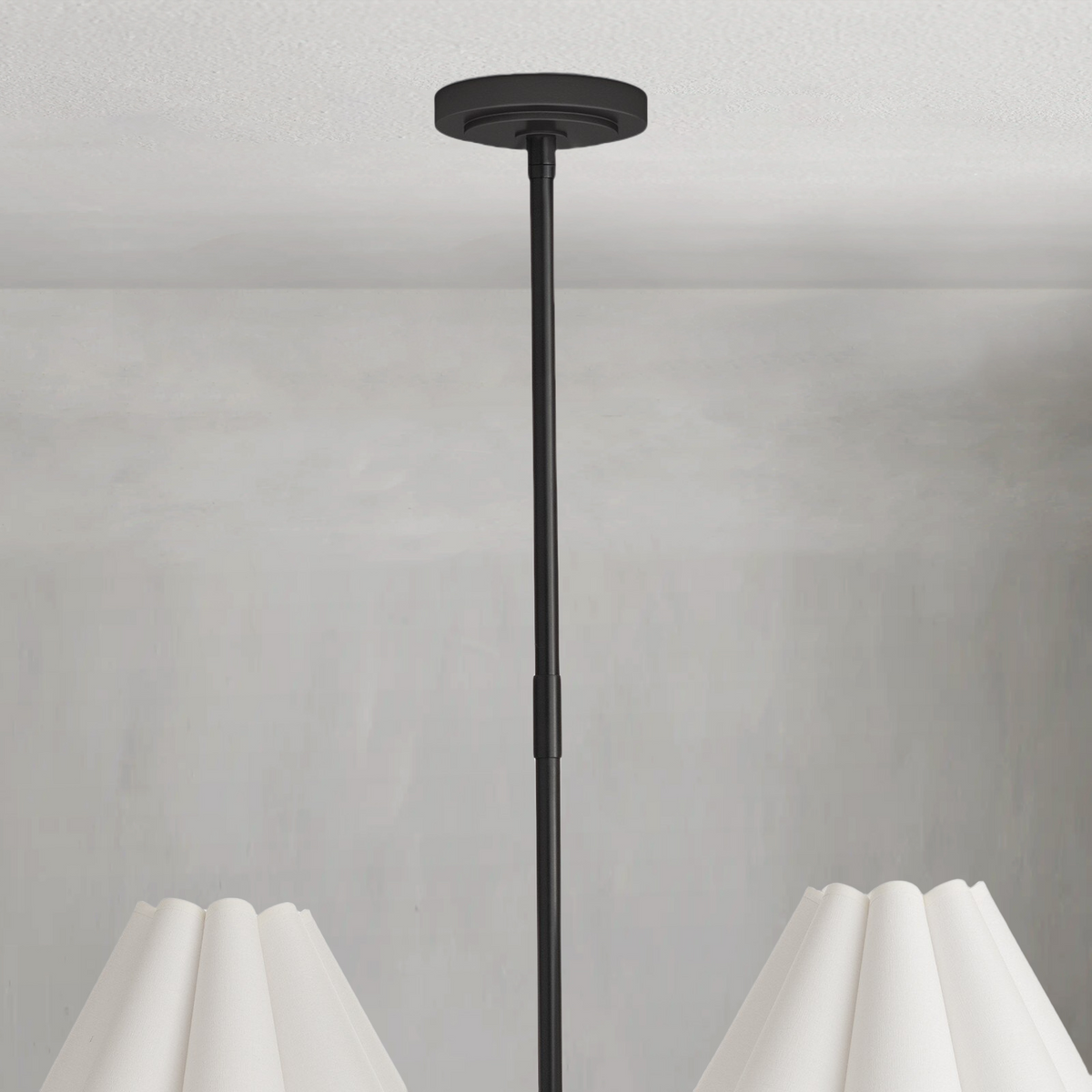 Polara white linen Chandelier(Blackened Brass)