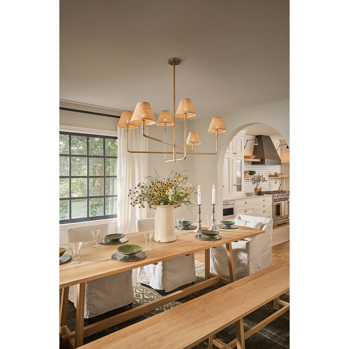 Polara Brass rattan Chandelier