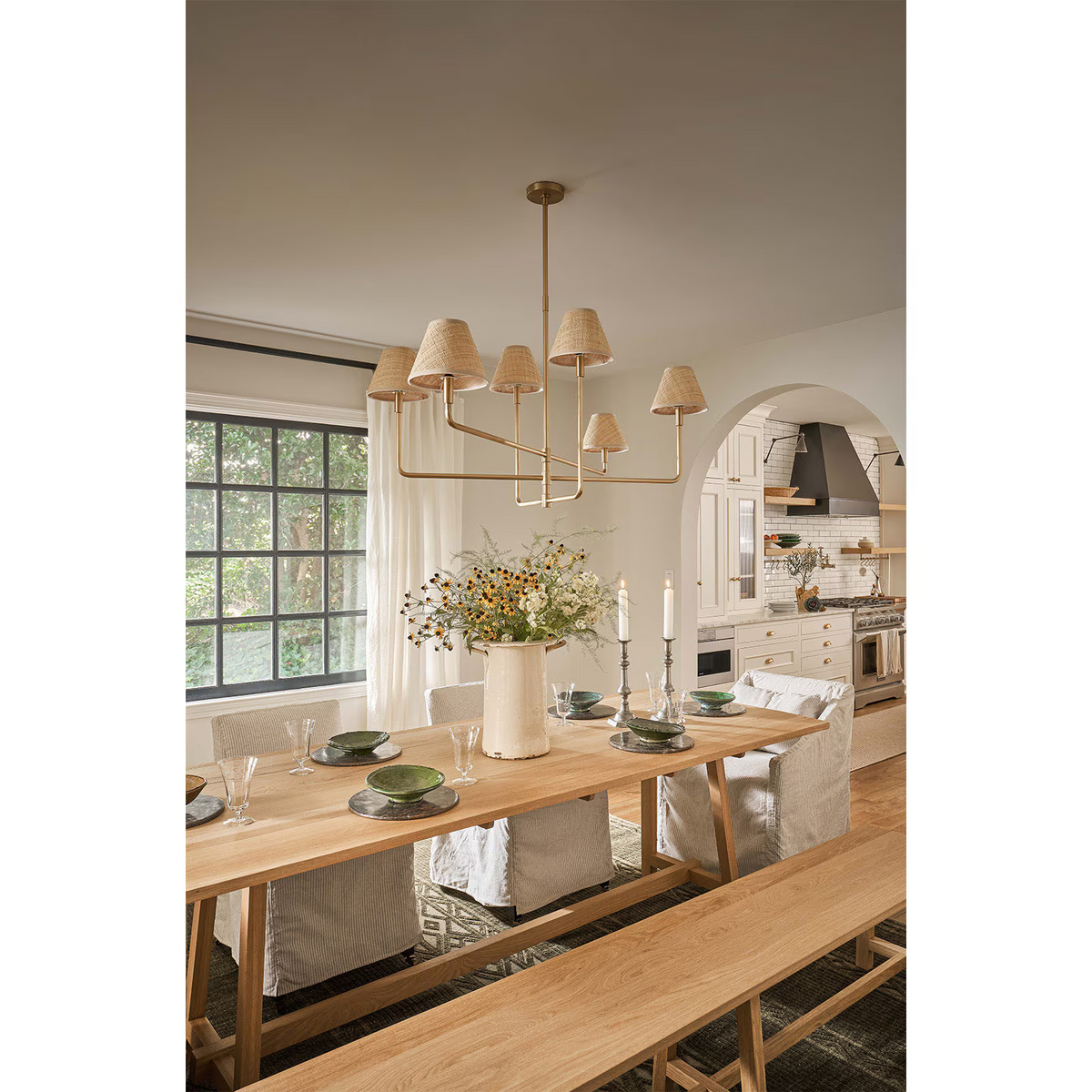 Polara Brass rattan Chandelier