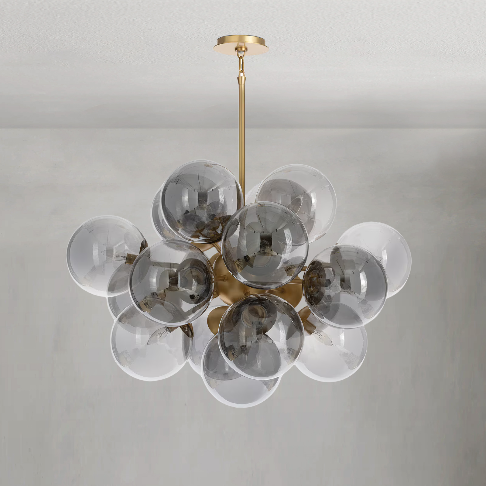Driftelle Brass Smoked Glass Chandelier