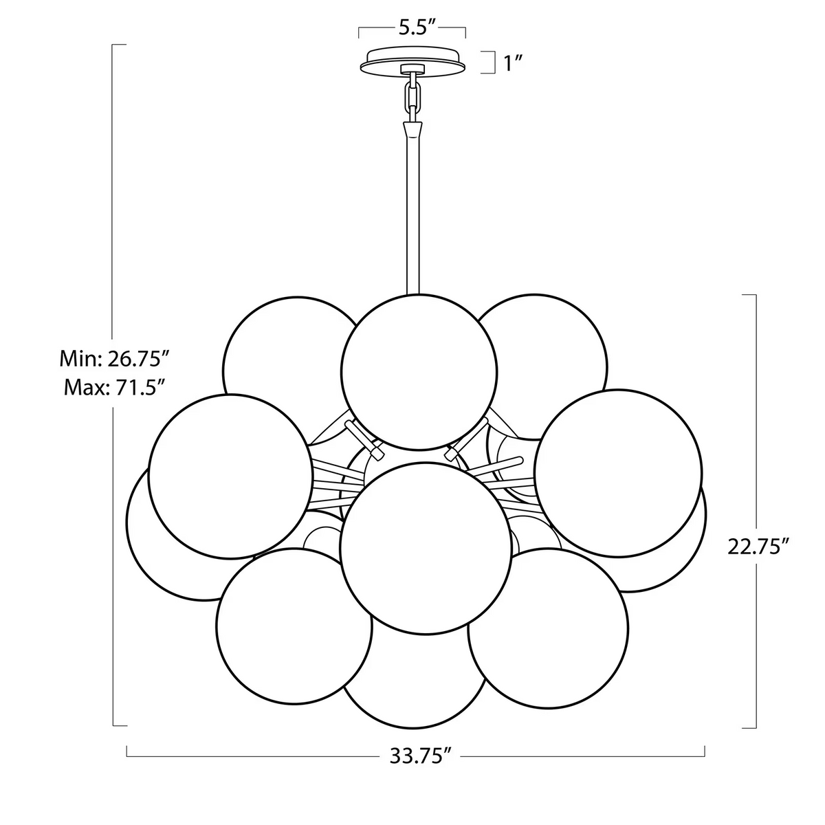 Driftelle Brass Smoked Glass Chandelier