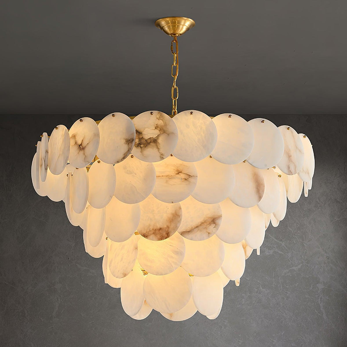 Alabaster Shell Brass Chandelier with 2/3/4/5/6 layer - Merlin Lamps