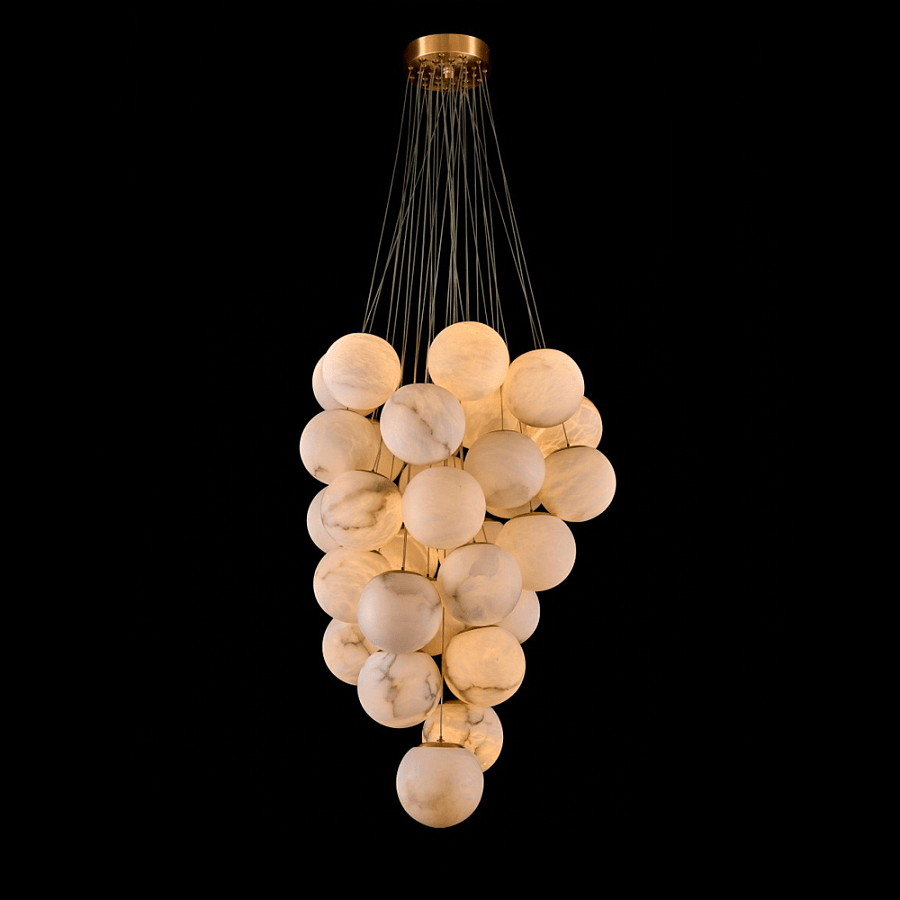 Cluster Alabaster Globe Chandelier - Merlin Lamps