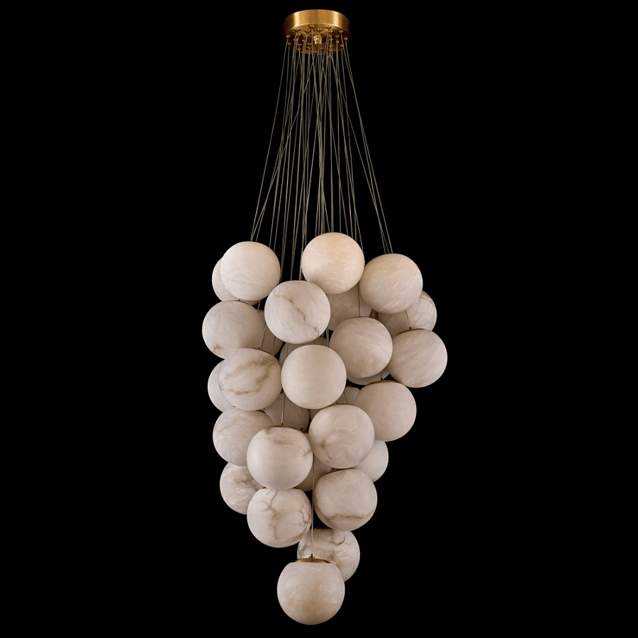Cluster Alabaster Globe Chandelier - Merlin Lamps