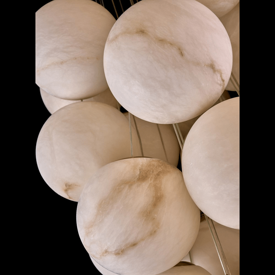 Cluster Alabaster Globe Chandelier - Merlin Lamps