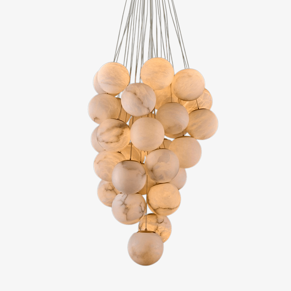 Cluster Alabaster Globe Chandelier - Merlin Lamps