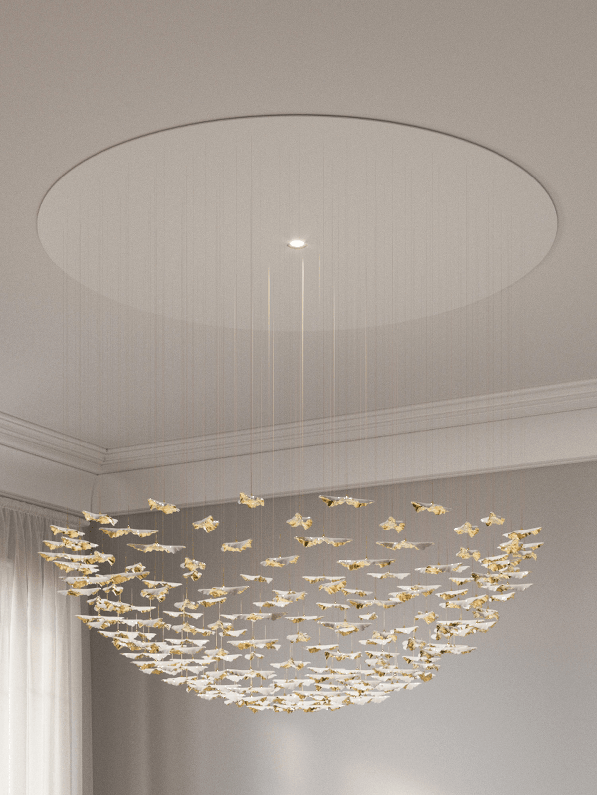 Galaxy Leaf Twisted Sculptural Meteor Shower Crystal Spiral Chandelier