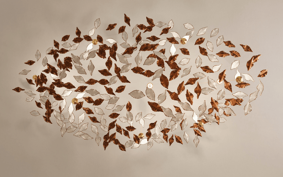 Galaxy Leaf Twisted Sculptural Meteor Shower Crystal Spiral Chandelier