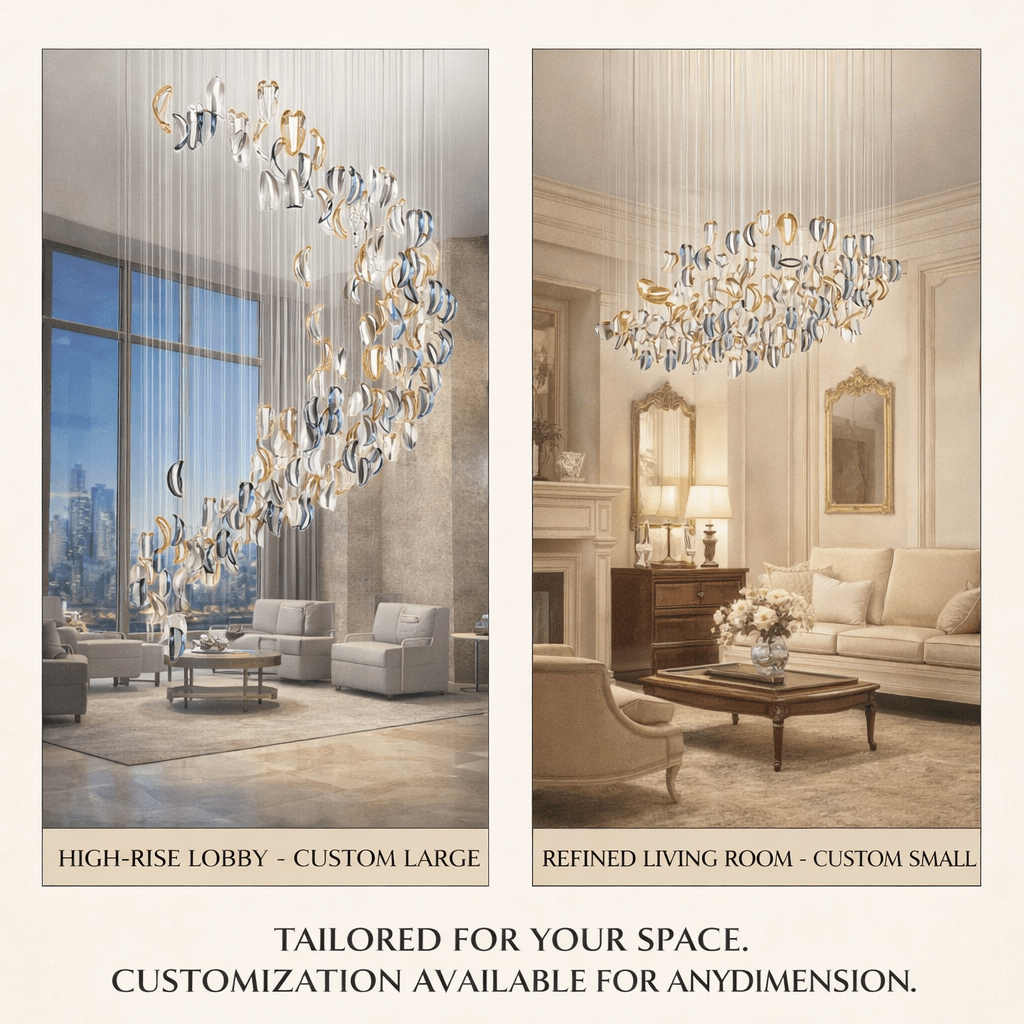 Galaxy Aqua Ripple Glass Meteor Shower Crystal Spiral Chandelier