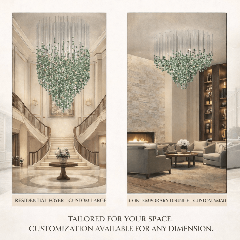 Galaxy Emerald Rainfall Meteor Shower Crystal Spiral Chandelier