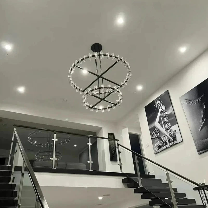 Auraline Crystal 2-Tier Round Chandelier 60"