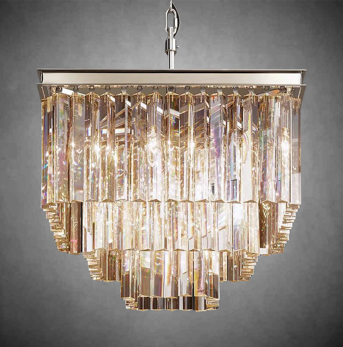 1920s Orion Art Deco Square Chandelier 22"