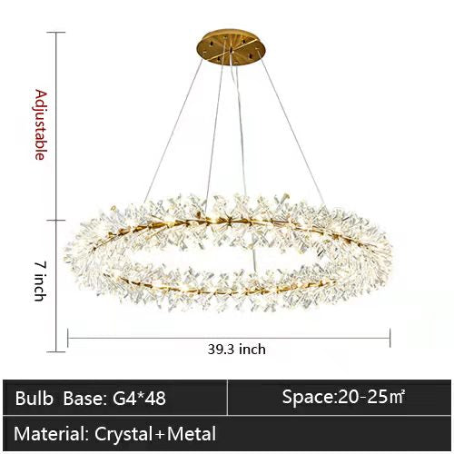 JC Rock 2 Wheel Frozen Ice Crystal Chandelier Light