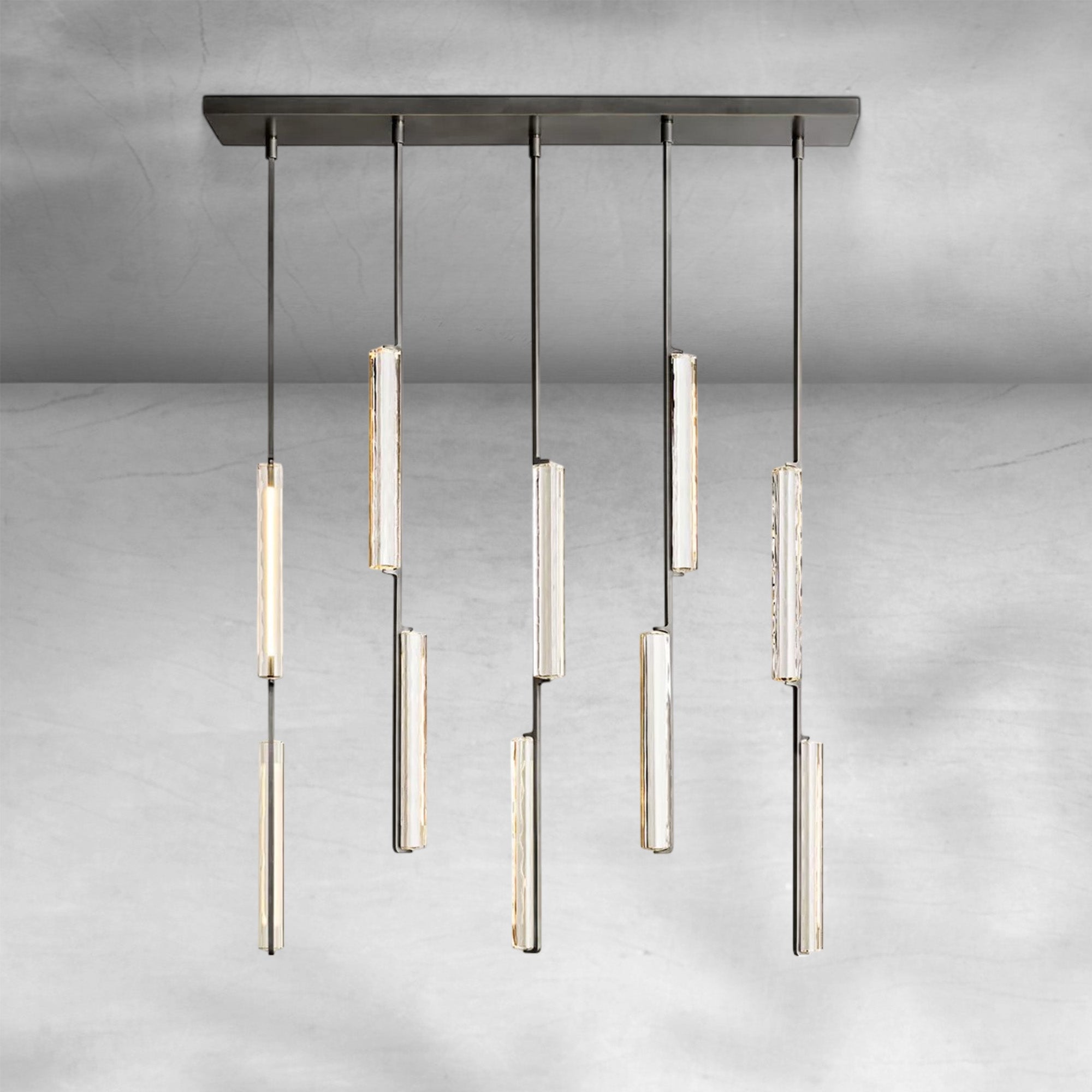 Auduban Crystal Linear Chandelier 54"