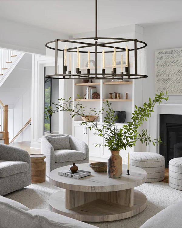 Baker Glass Lantern Modern Round Chandelier 33"44"55"