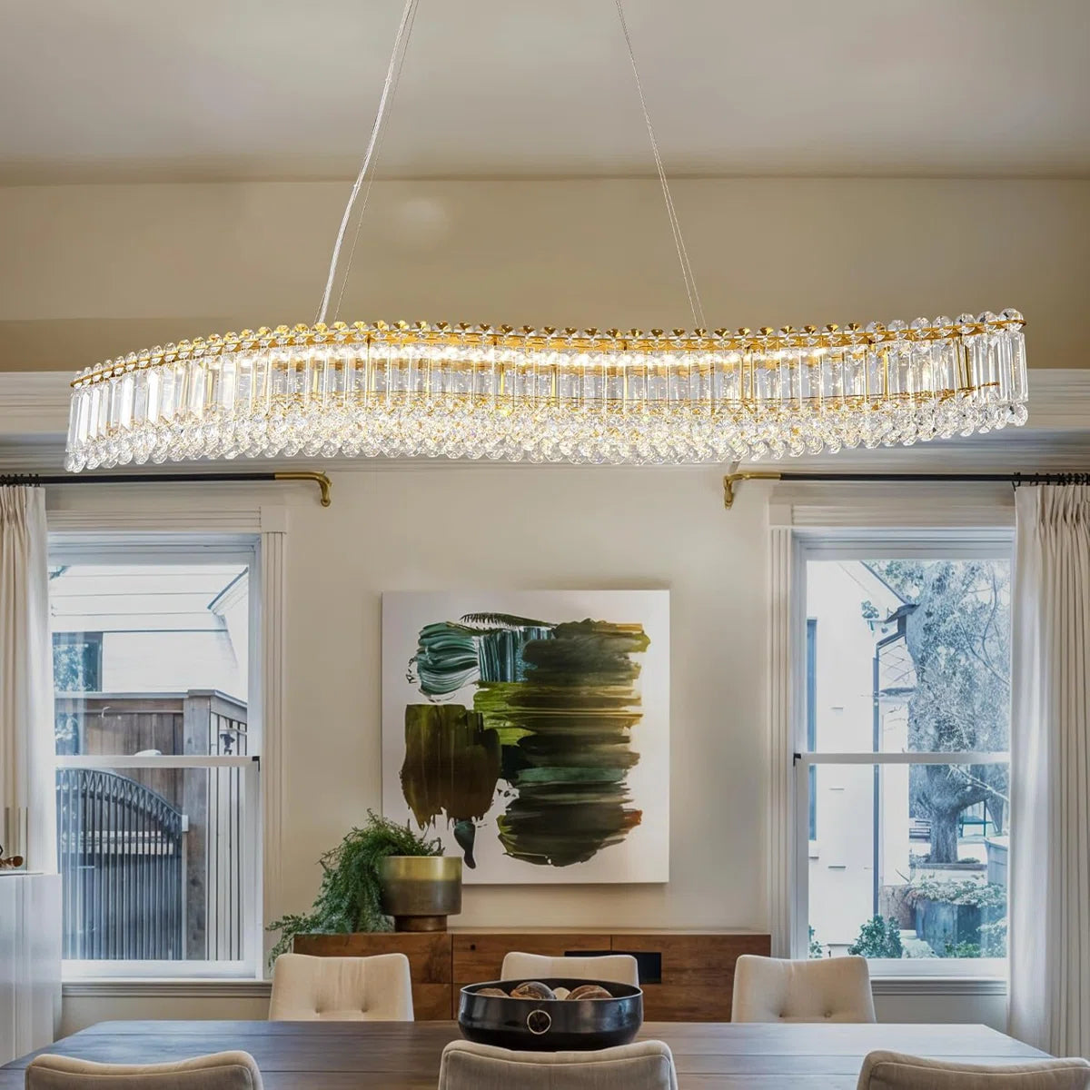 Lohan 31.5" Linear LED Crystal Chandelier
