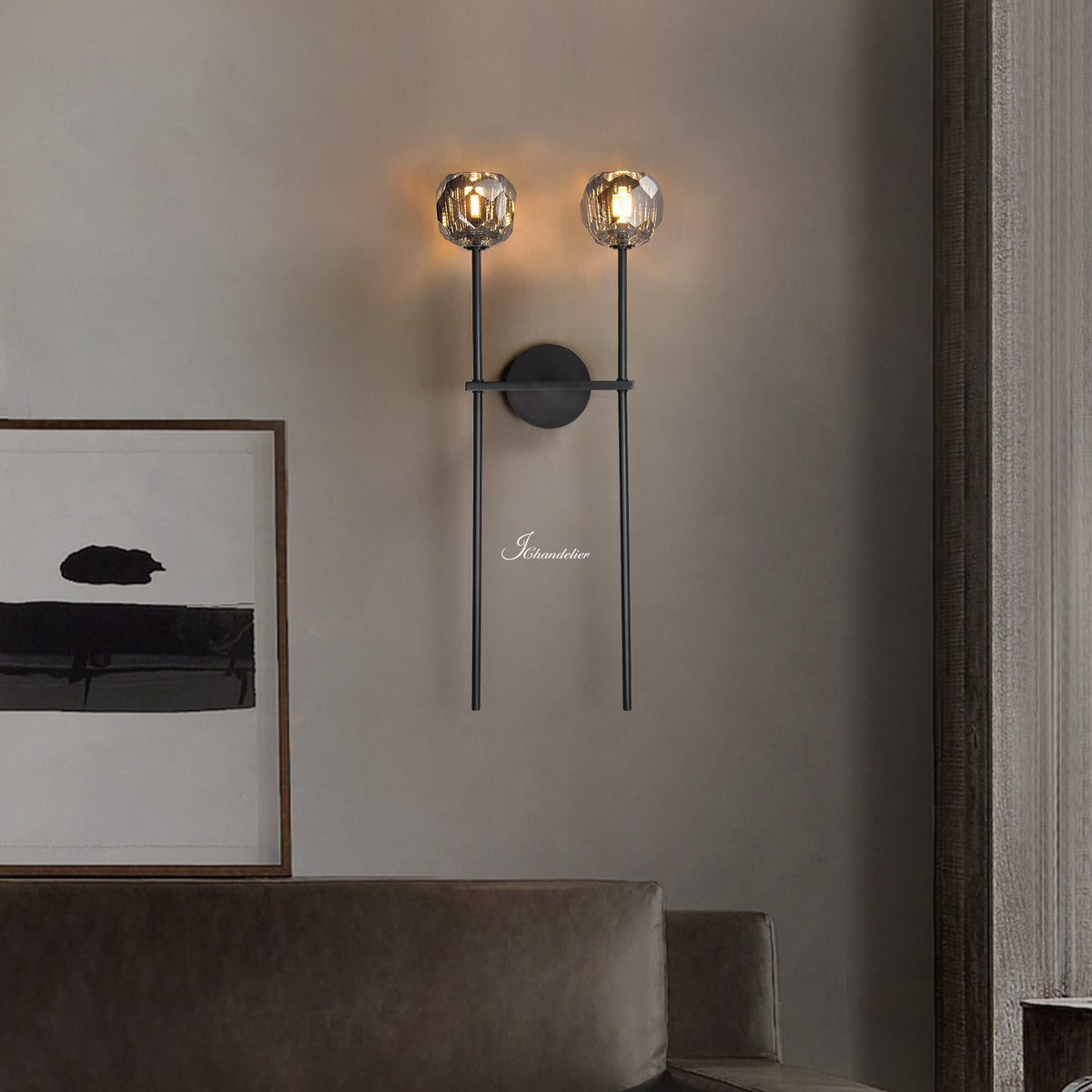 Bruma Smoke Glass Double Grand Wall Sconce