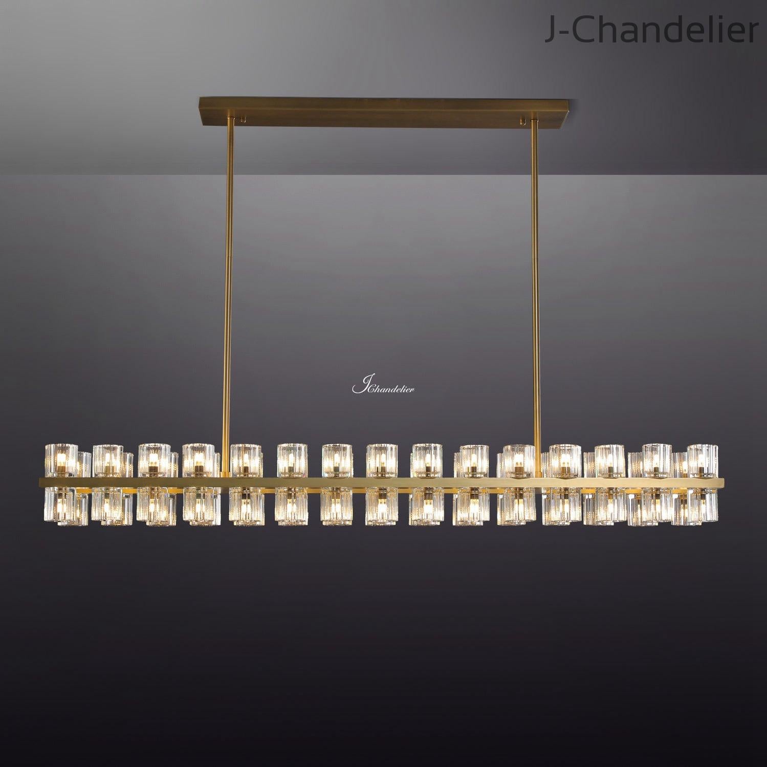 Arcachen Crystal Rectangular Chandelier 54"