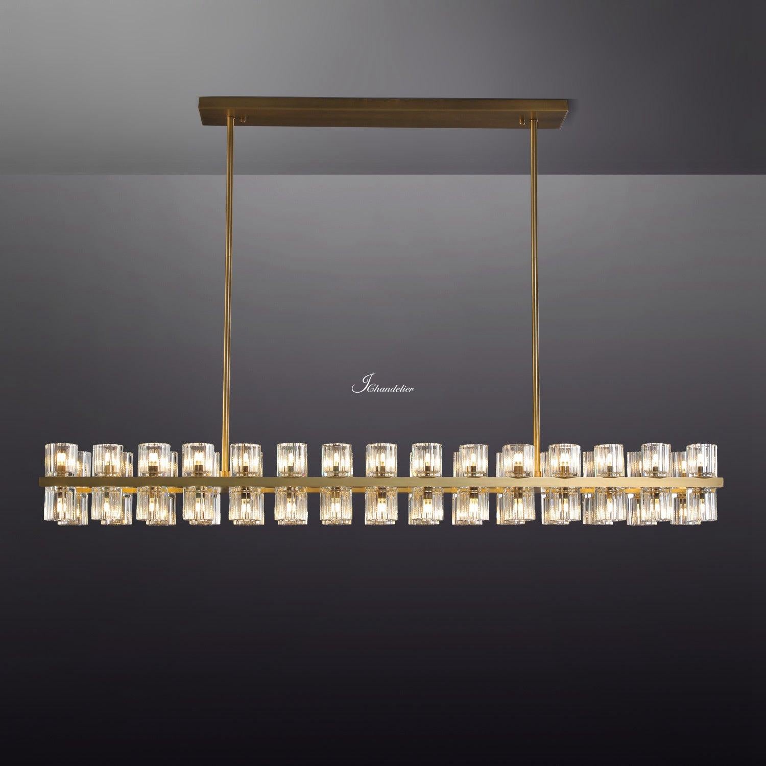 Arcachen Crystal Rectangular Chandelier 54"
