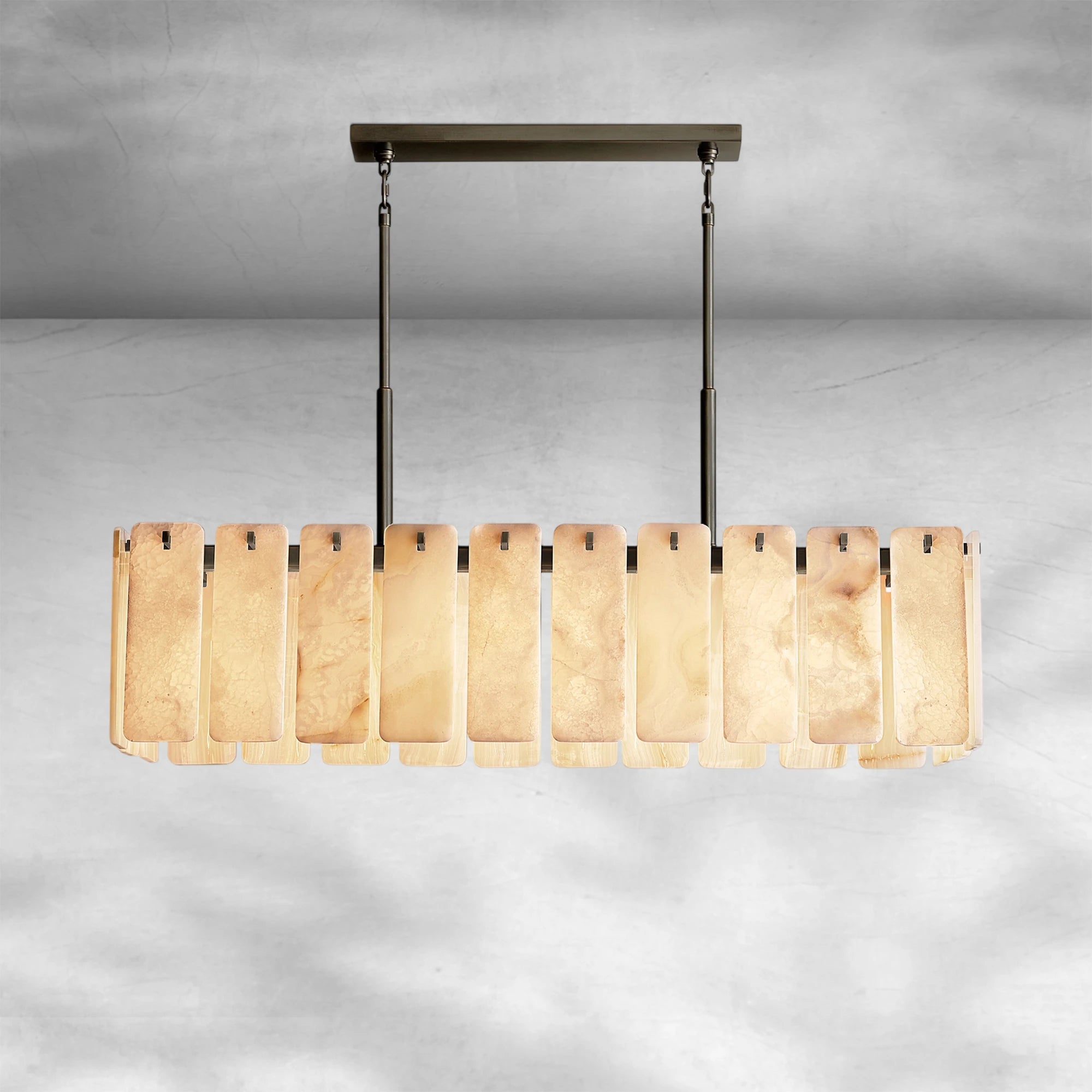 Calame Alabaster Rectangular Chandelier 60"