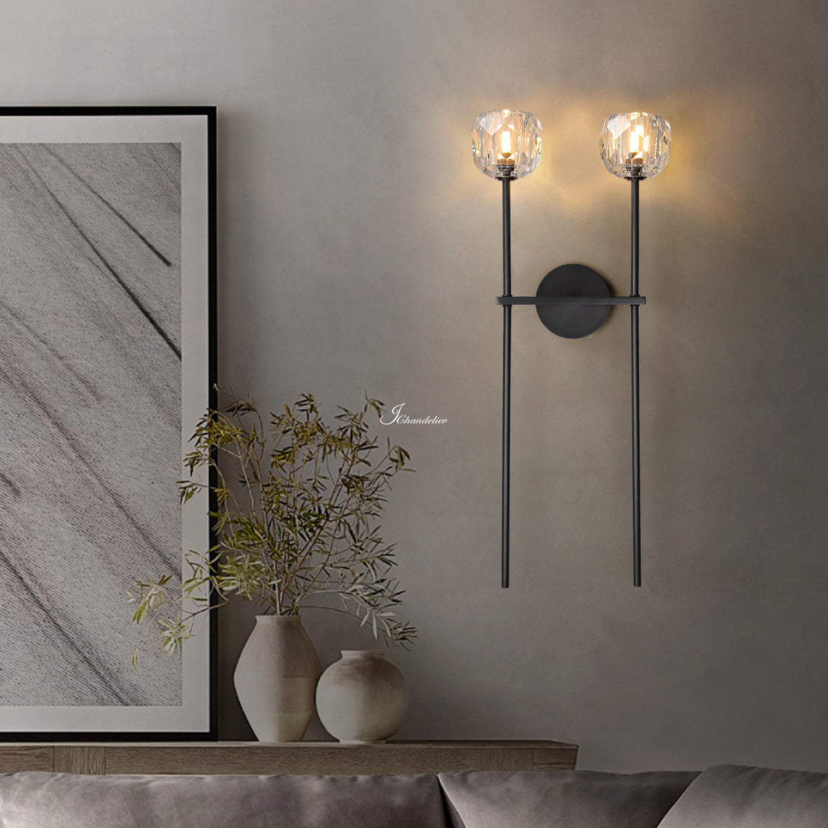 Bruma Smoke Glass Double Grand Wall Sconce