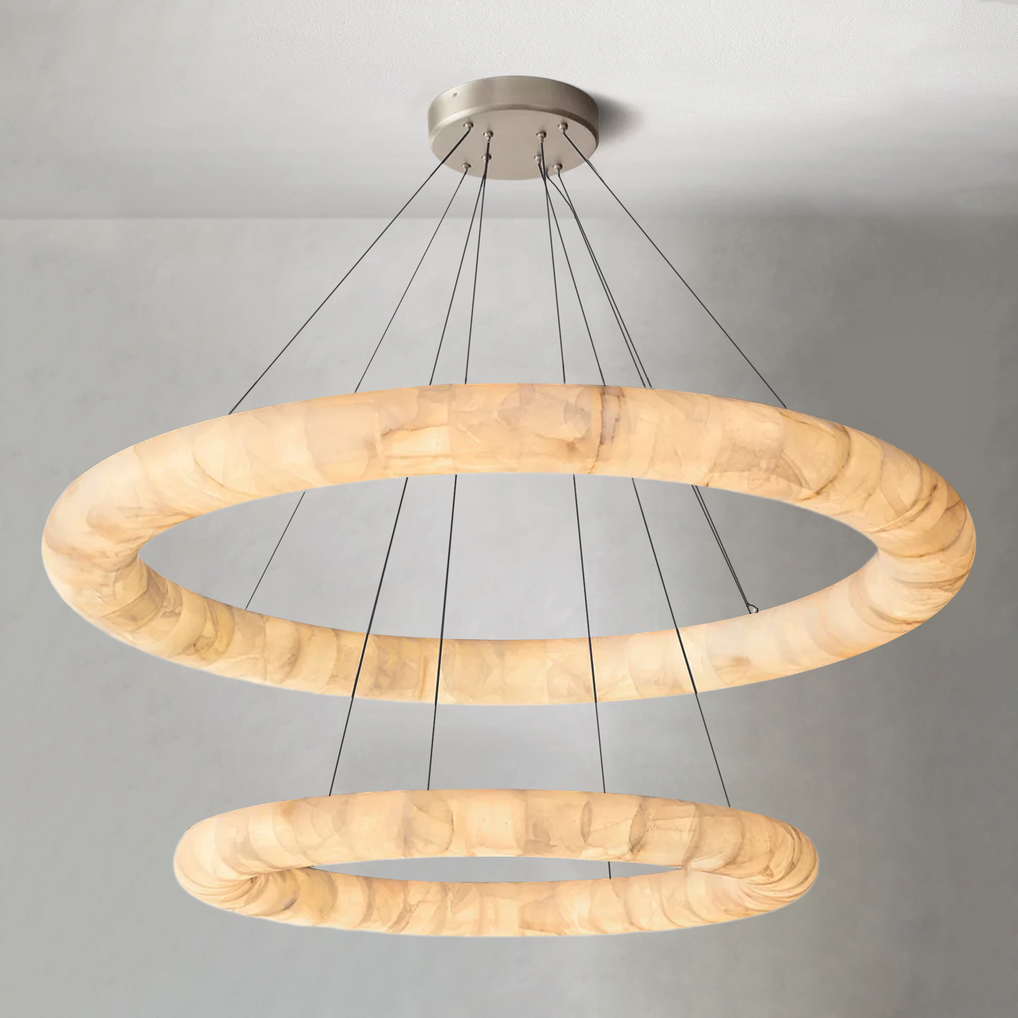 Rivaga Lisse Alabaster Two-Tiered Round Chandelier 61"