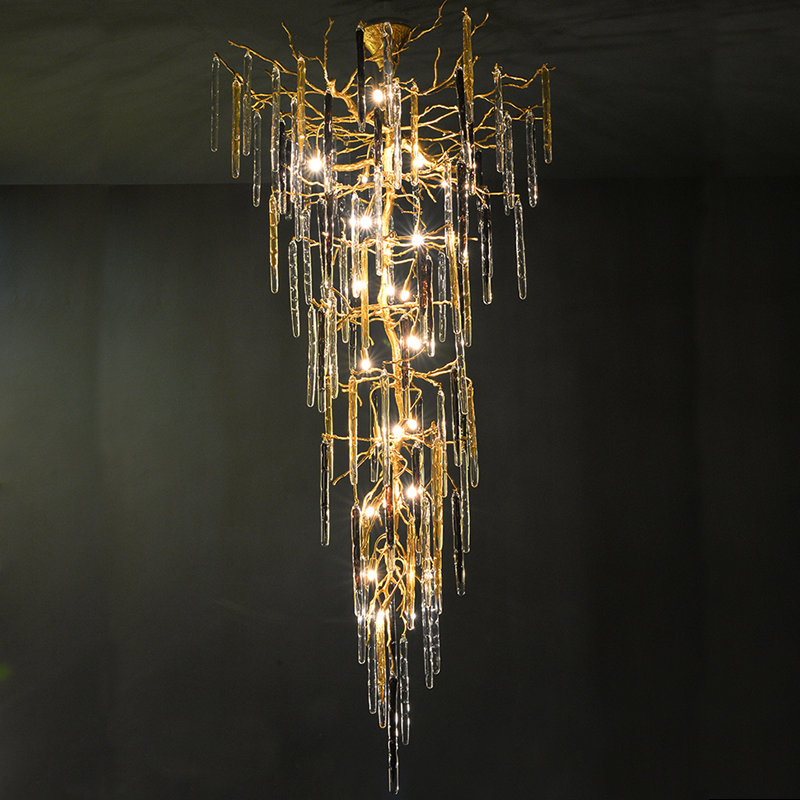 Dora Raindrop Colorful Crystal Staircase Chandelier - Merlin Lamps