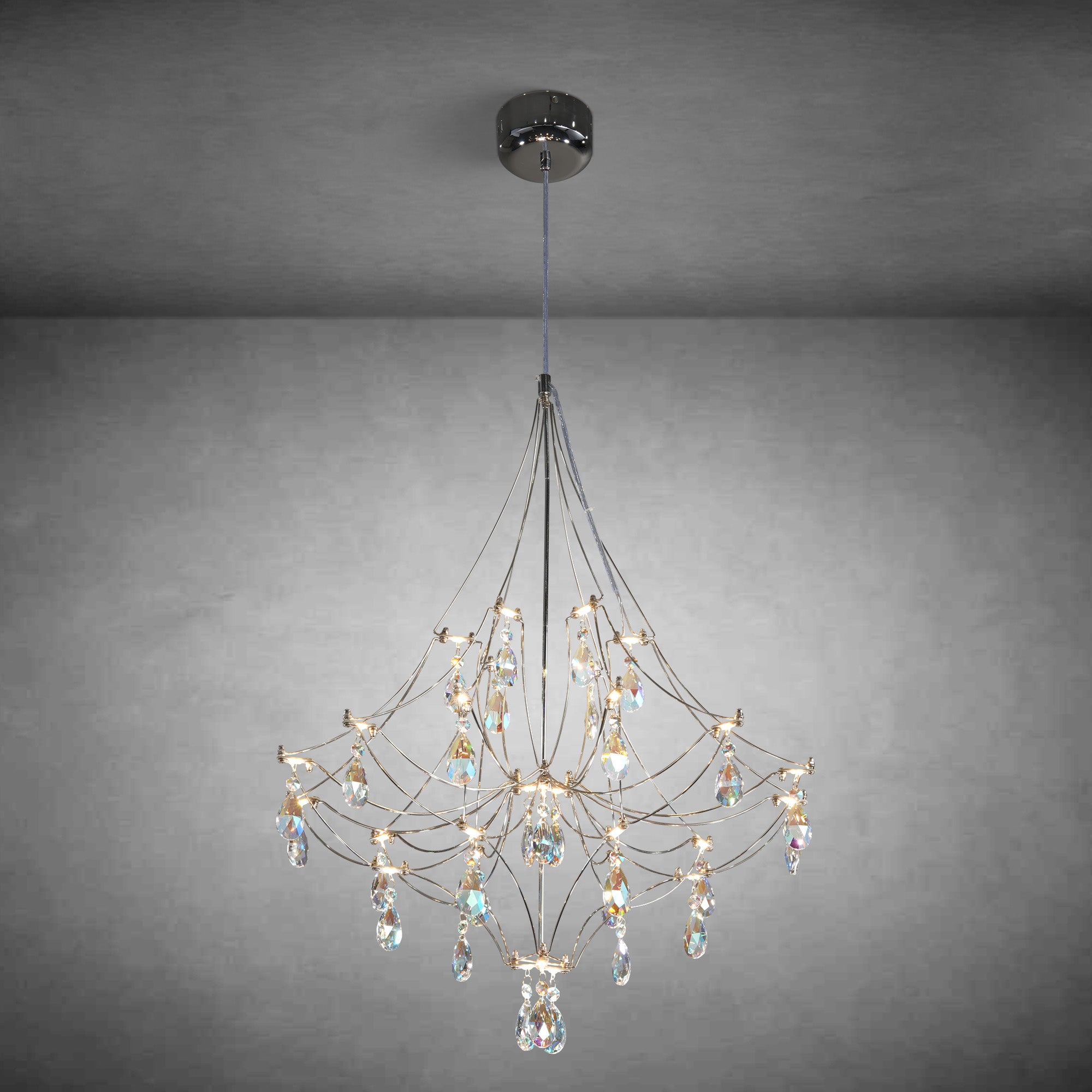Crystal Chandelier Sliver Ceiling Light Fixture