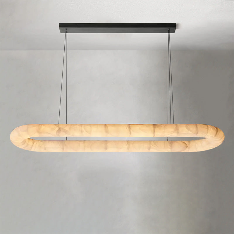 Riora Lisse Alabaster Oval Chandelier 57" 74"
