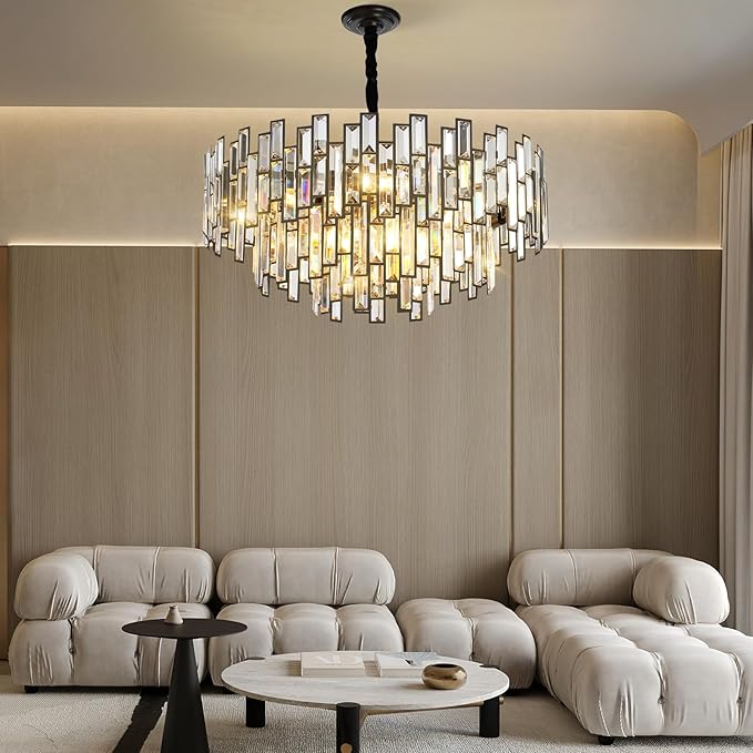 Modern Crystal Chandelier for High Ceilings